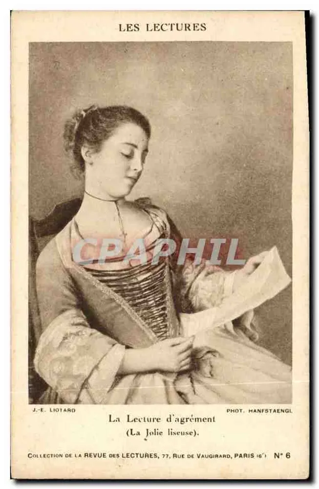 Leitura de prazer — (A Linda Leitora) — Coleção de La Revue des Lectures, Paris - Frente