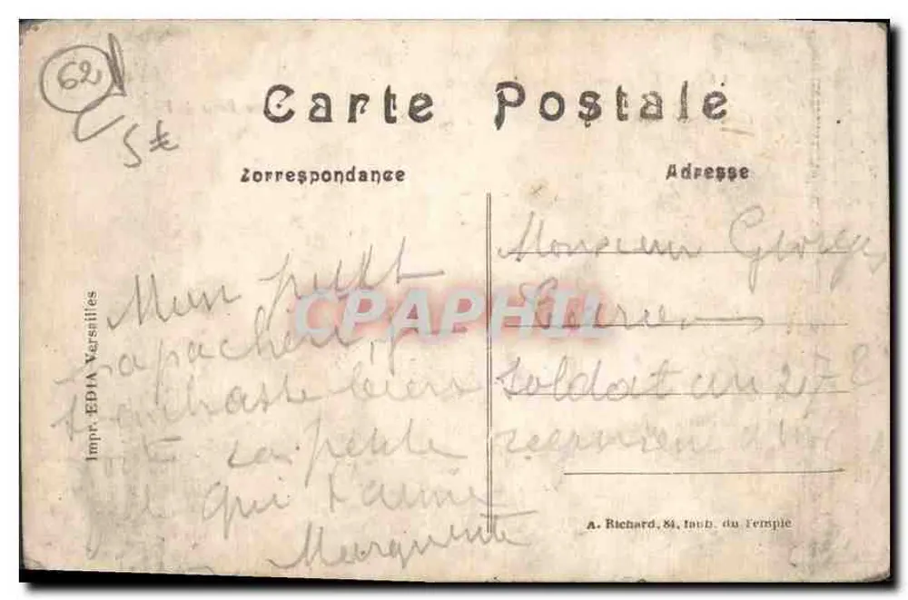 Fonquevillers — Ansicht der Kirche nach dem Bombenangriff — Impr. EDIA Versailles - Rückseite