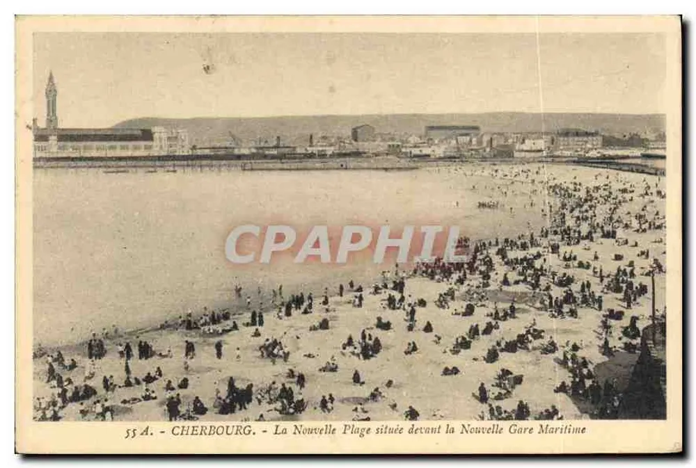 Cherbourg - Die Neue Plage vor der Neuen Seehafenstation — Édition Becquemin-Parard, n° 55 A - Vorderseite