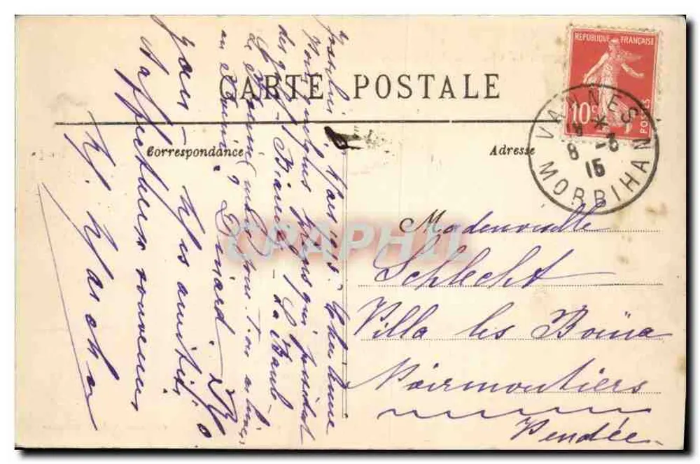 O Castelo de Josselin - Facha Principal — Noirmoutier, 1916 — Coleção Villard, Tain-l'Hermitage - Verso