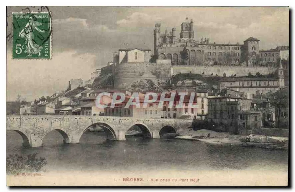 Béziers - Ansicht vom neuen Brücke — Verleger M. Pelle, n°1 - Vorderseite