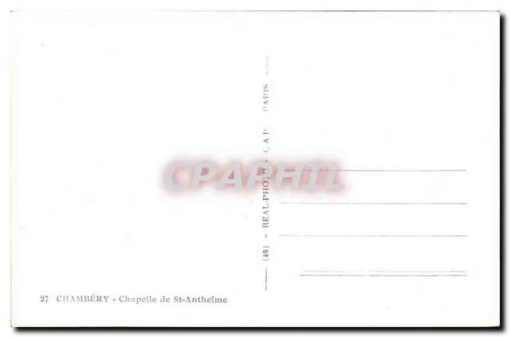 Chambéry — Capela de Saint-Anthelme — editor REAL-PHOTO-CAP, n°27 - Verso