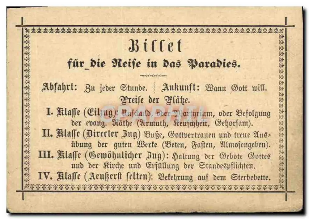 Ticket für die Reise ins Paradies — Verleger und Seriennummer nicht lesbar - Vorderseite