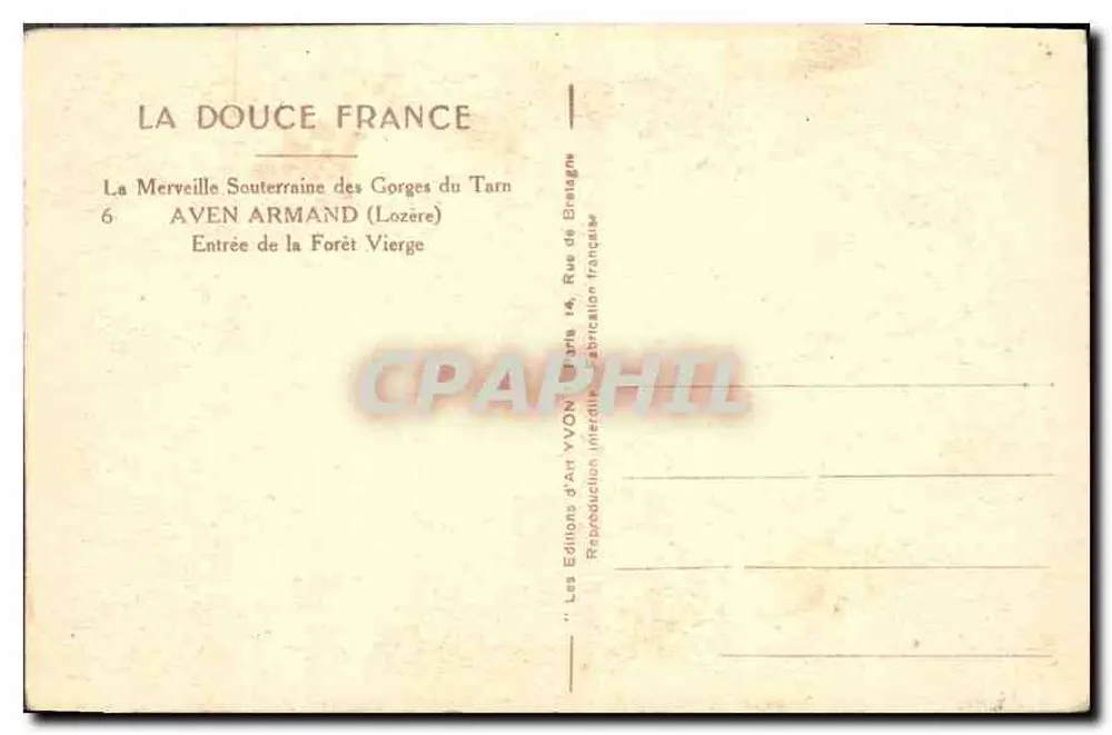 Aven Armand — Gorges du Tarn — Verlag Yvon, Nr. 48 - Rückseite