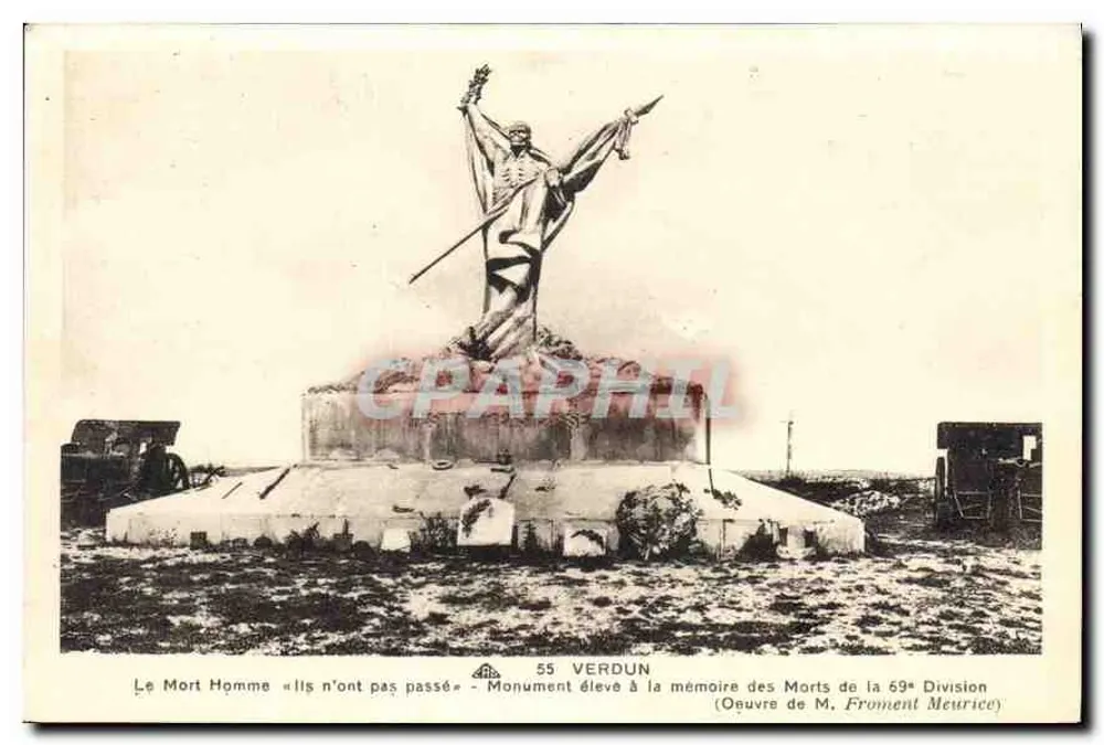 Verdun — Der Tote Mann « Sie sind nicht durchgekommen » — Denkmal zur Erinnerung an die Gefallenen der 59. Division, Werk von M. Froment Meurice - Vorderseite