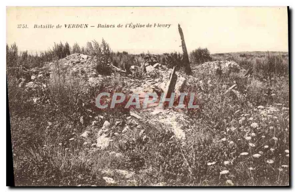 Batalla de VERDUN — Ruinas de la Iglesia de Fleury — Edición de las Nouvelles Galeries - Anverso