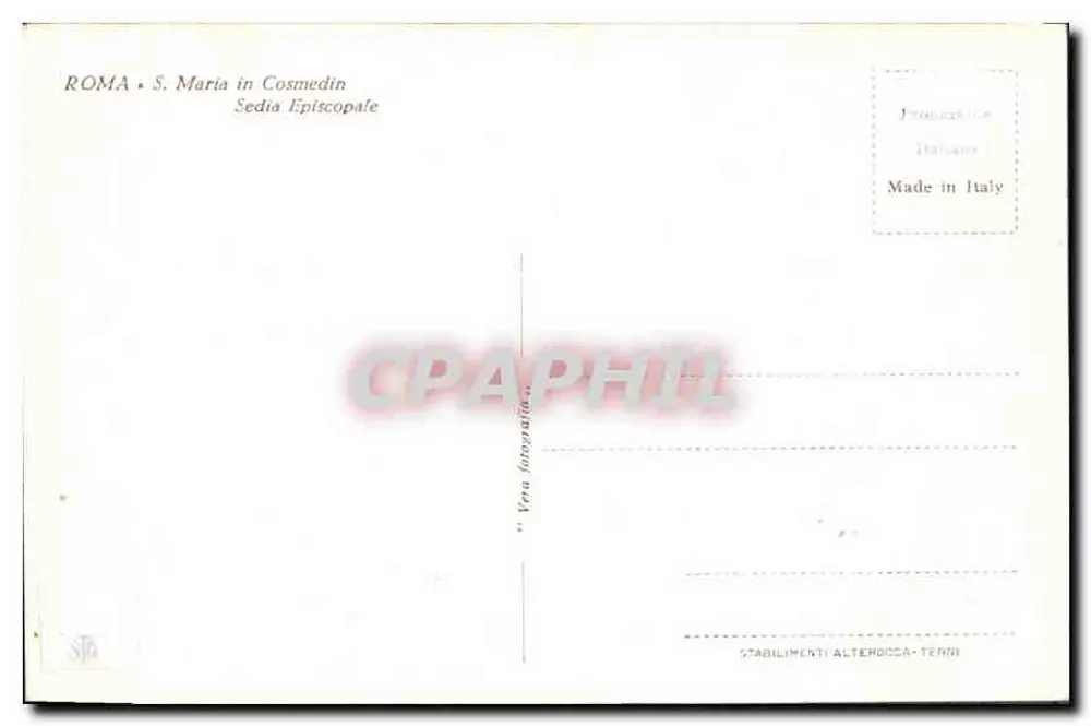Episkopaler Thron in Rom — S. Maria in Cosmedin — Verlag Stabilimenti Alterocca-Terri - Rückseite