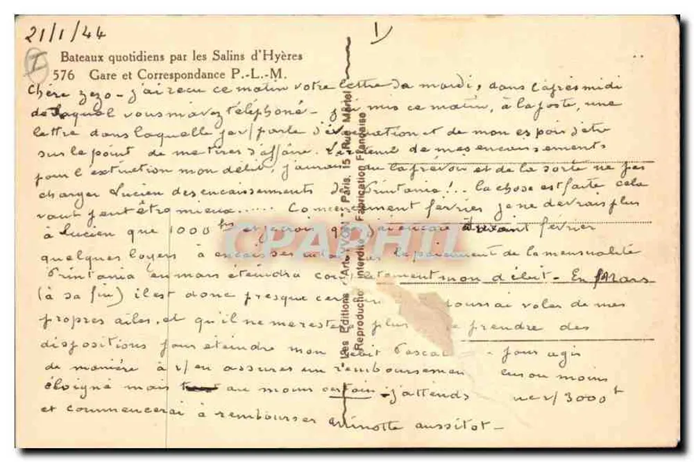 Ilha de Port-Cros (Var) — O folheado suave dos Pinheiros de Aleppo tremulando sobre as rochas brilhantes — Jean d'Agrève (E. M. de Vogüé) - Verso
