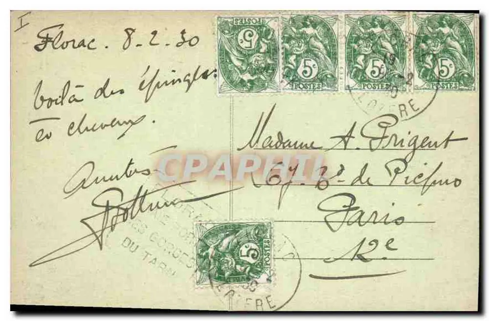 Tarnschlucht — Die Kurven der Straße von Causse-Méjean nach La Malène, die rauste Straße der Causse — n° 308 - Rückseite