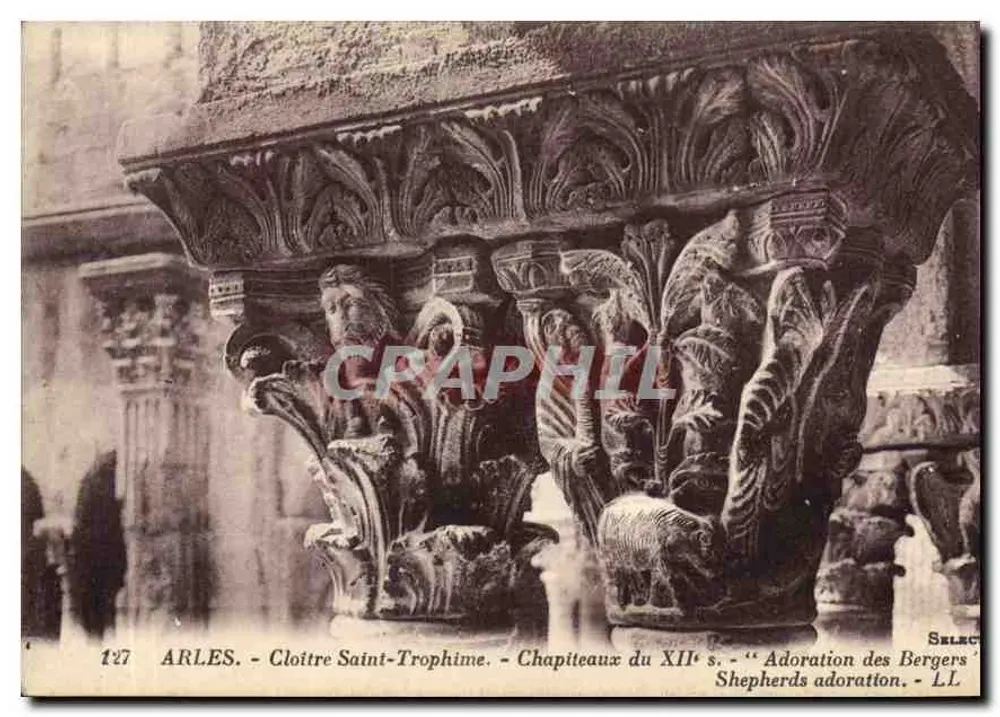 Arles - Kloster Saint-Trophime - Kapitelle des 12. Jahrhunderts - 'Anbetung der Hirten' - Vorderseite