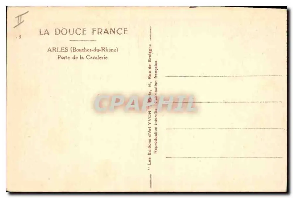 Arles — Tor zur Kavallerie — Éditions d'Art YVON - Rückseite