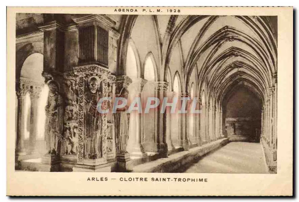 Arles — Claustro de São Trofimé — Agenda P.L.M. 1928 - Frente
