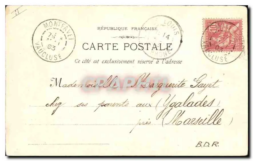 Arles - Les Aliscamps — Fototipia E. Lacour Marselha, n°251 - Verso