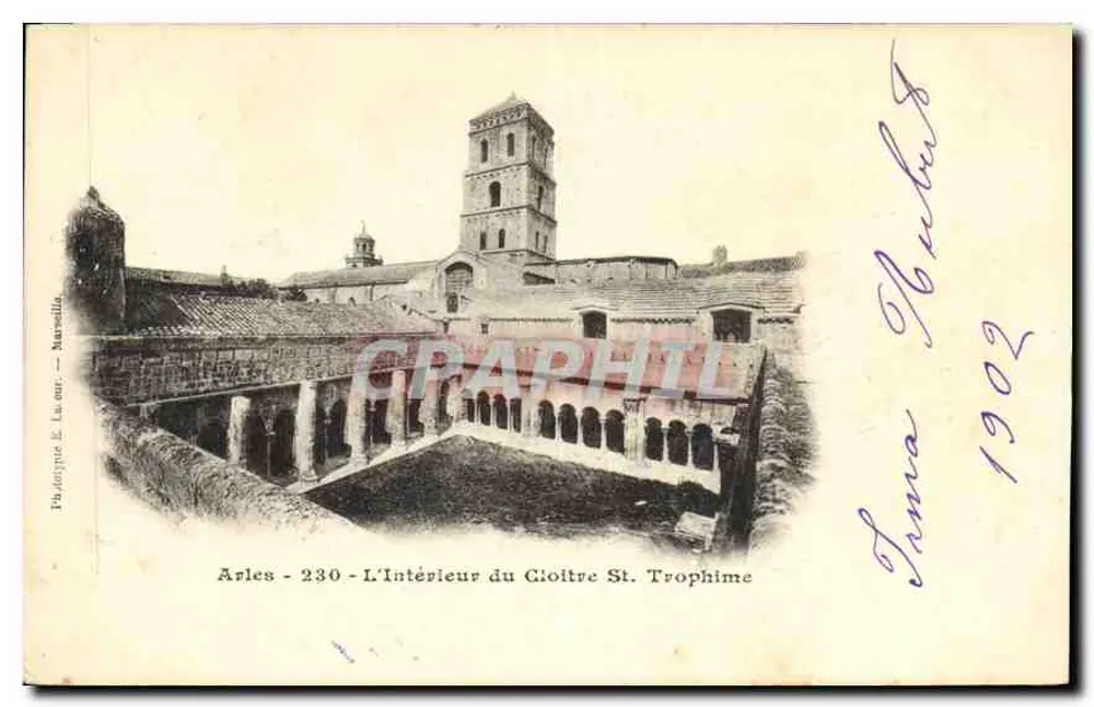 Arles - Het binnenste van het klooster van Sint Trofim - Fototipie & La cour - Marseille - n°230 - Voorkant