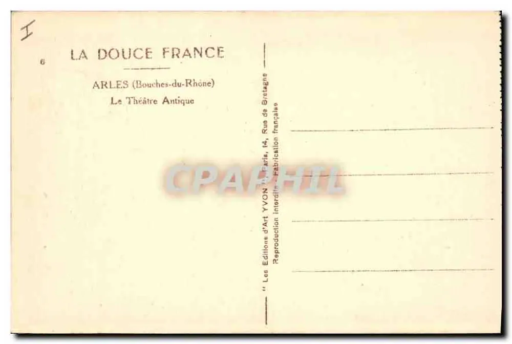 Arles — Das antike Theater — Éditions d'Art YVON - Rückseite