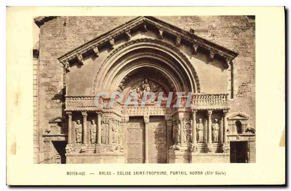 Arles - Kirche Saint-Trophime, romanischer Portal (11. Jahrhundert) - Vorderseite