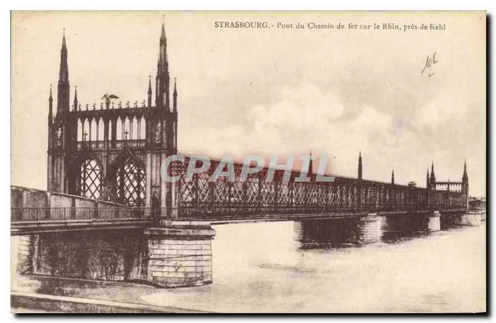 Straßburg - Eisenbahnbrücke über den Rhein, nahe Kehl - Vorderseite
