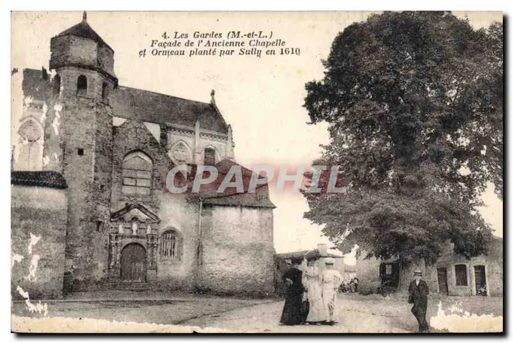 Die Wächter (M.-et-L.) — Ansicht der Fassade der Alten Kapelle und des Eichenbaums, gepflanzt von Sully im Jahr 1610 - Vorderseite