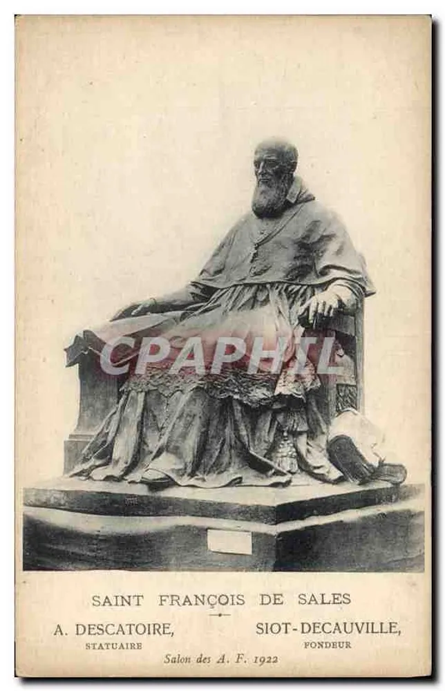 Heiliger Franz von Sales — Statue von A. Descatoire — Salon des A.F. 1922 - Vorderseite