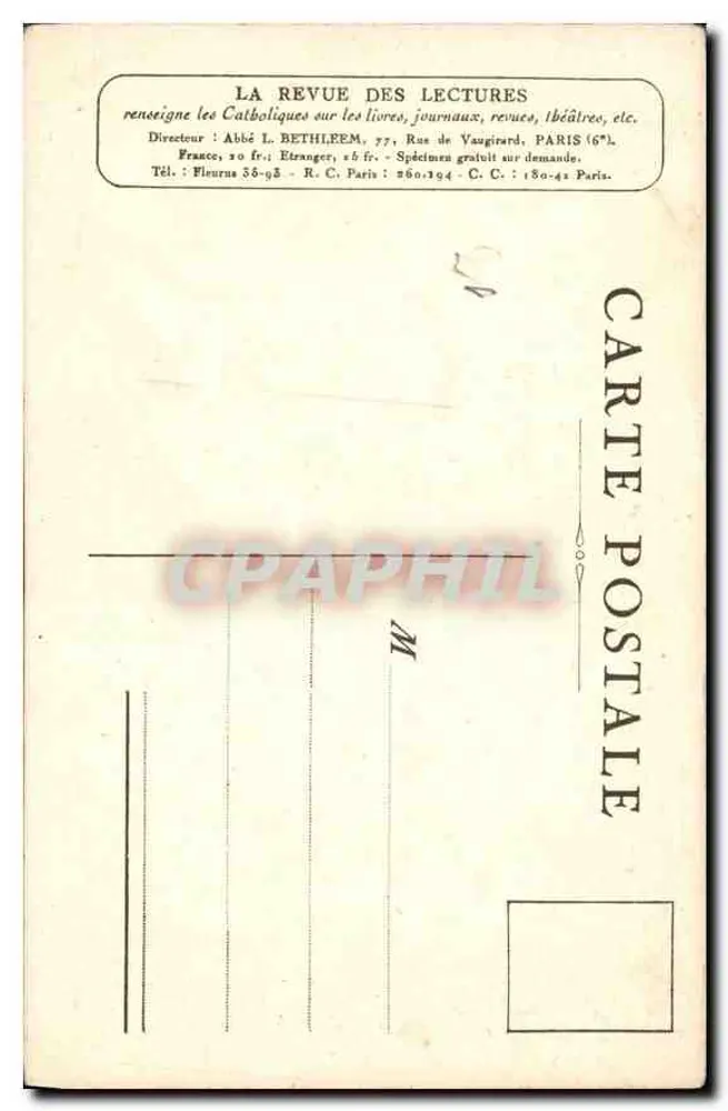 A Lição de Leitura — Coleção da Revue des Lectures — Fot. Giraudon, N° 1 - Verso