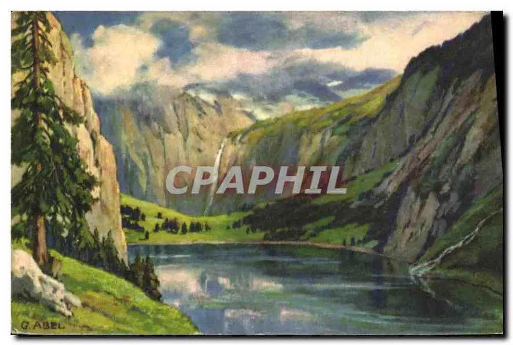 Lago nas Alpes — vista panorâmica — G. Abel - Frente