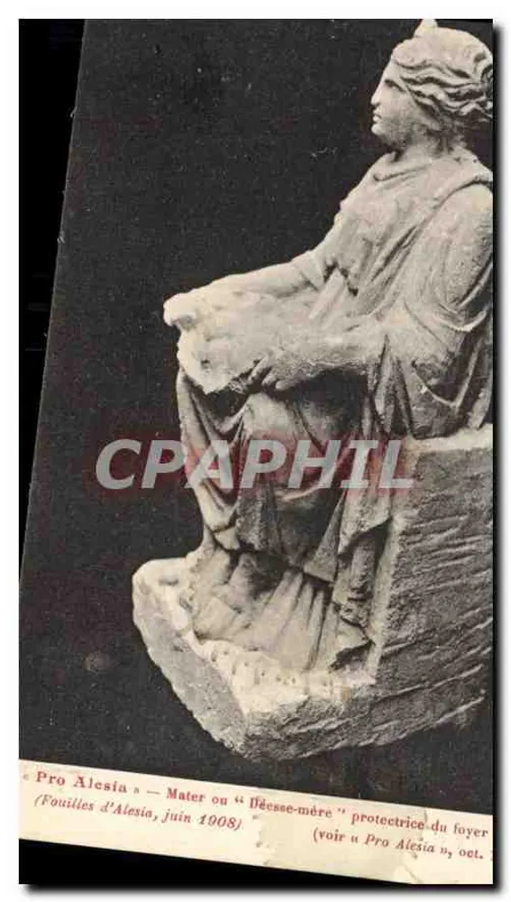 Statue der Pro Alesia — Mater oder « Muttergöttin » Schutzpatronin des Haushalts — Ausgrabungen von Alesia, Juni 1908 - Vorderseite