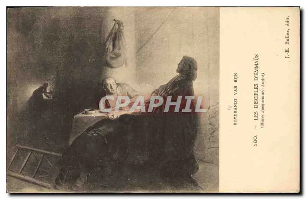 Los Discípulos de Emaús — Rembrandt van Rijn — J.-E. Bulloc, edición n°100 - Anverso