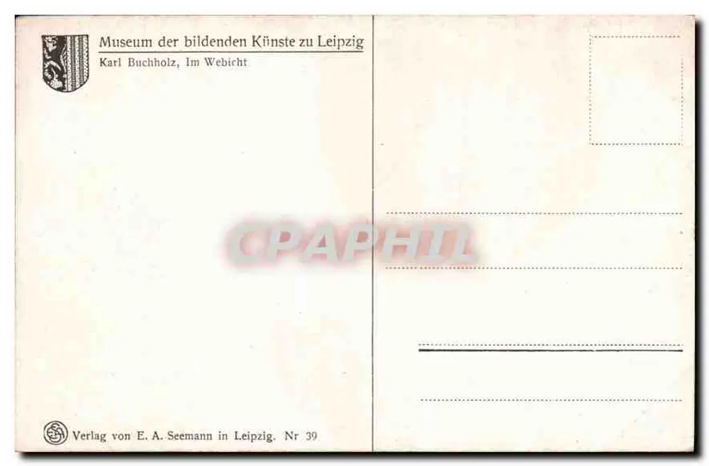 Herfstbos — zonsondergang — Verlag von E. A. Seemann in Leipzig, n° 39 - Achterkant