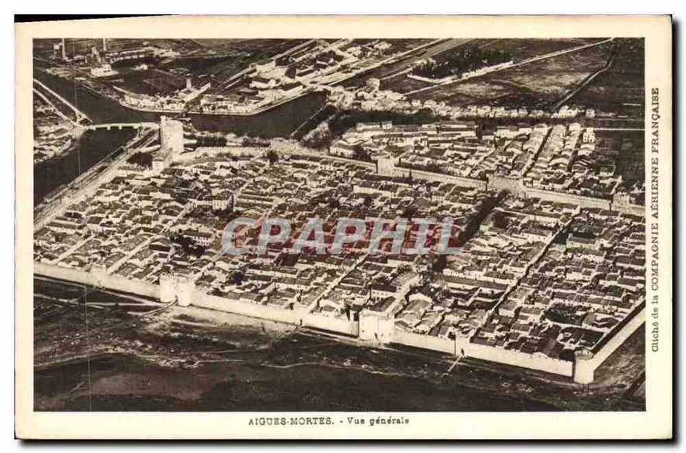AIGUES-MORTES - Vista geral — cliché da Compagnie Aérienne Française - Frente