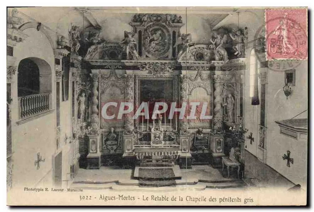 Aigues-Mortes — Das Retabel der Kapelle der Grauen Bußbrüder — Phototypie R. Lacour, Marseille, Nr. 3022 - Vorderseite