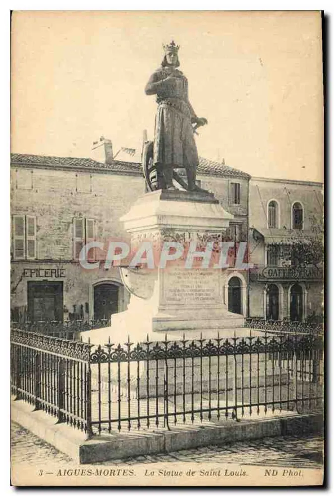 Aigues-Mortes — Estátua de São Luís — ND Phot. - Frente