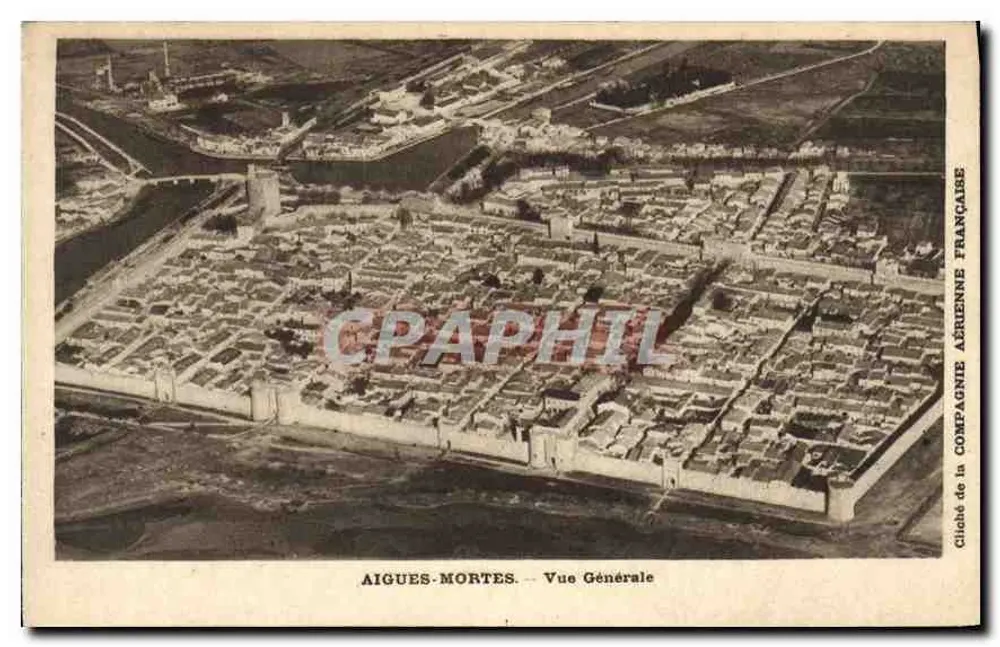 AIGUES-MORTES — Vista Geral — Cliché da Companhia Aérea Francesa - Frente