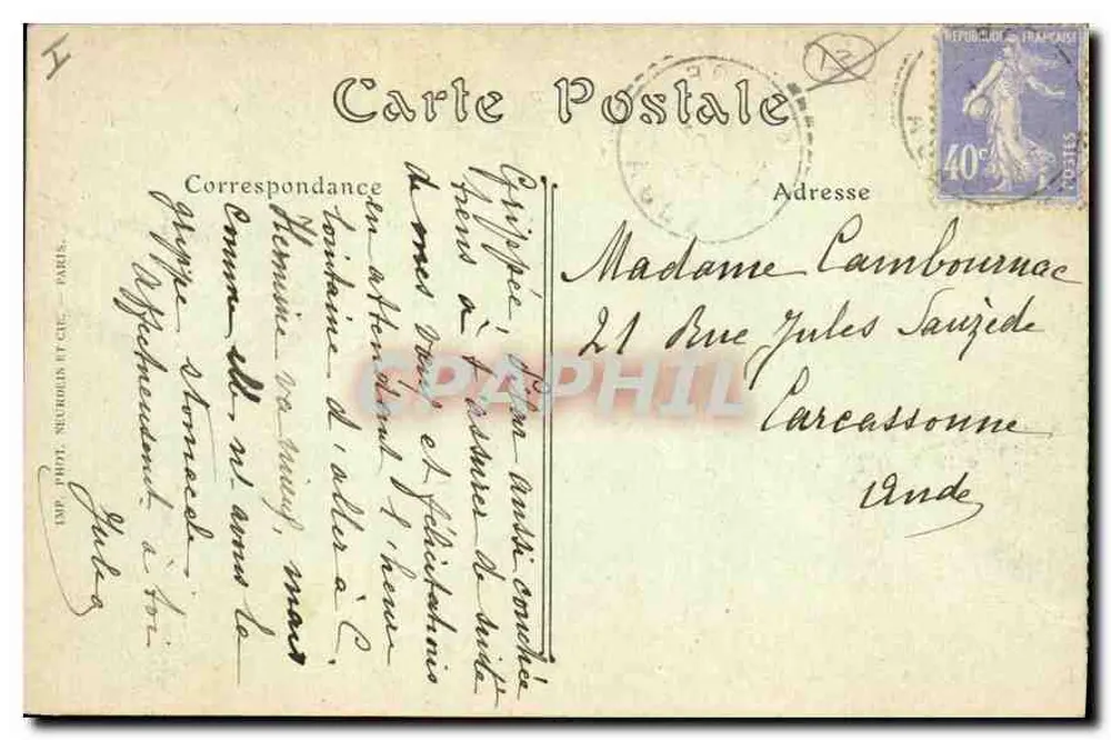 Wälle von AIGUES-MORTES – Türme Saint-Antoine und Constance – ND. Fotografie - Rückseite