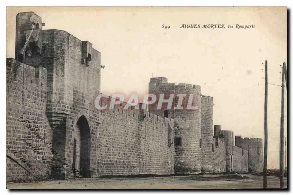 AIGUES-MORTES, os Muros — Bilhete postal antigo n° 599 — editor - Frente