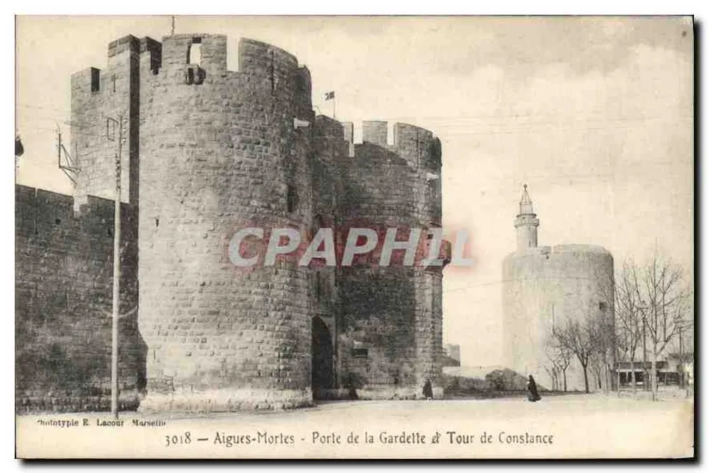 Aigues-Mortes - Tor der Gardette & Turm der Constance — Drucker E. Lacour, Marseille, Nr. 3018 - Vorderseite