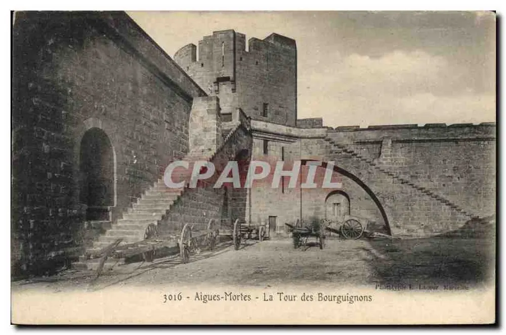 Aigues-Mortes - Torre dos Borgonheses — Tipo panorâmico, Laour Burelle, n° 3016 - Frente