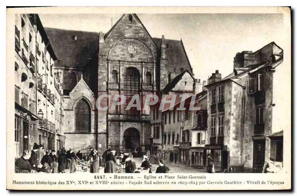 Rennes — Igreja e Praça Saint-Germain — Fachada Sul concluída em 1603-1623 por Gervais Gauthier - Frente