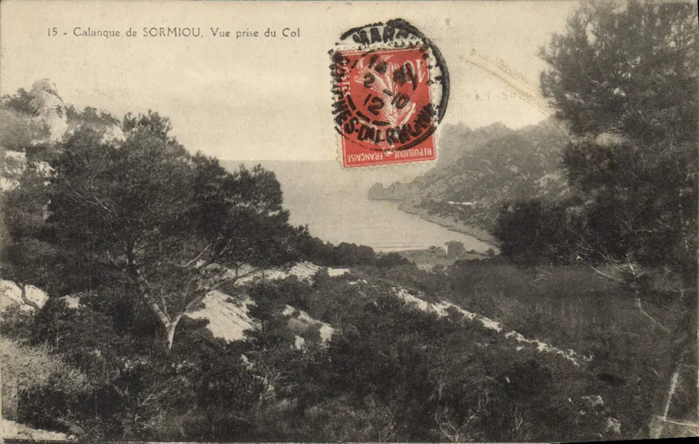 Calanque de Sormiou — Vista tomada desde el Col — editor desconocido, n° 15 - Anverso