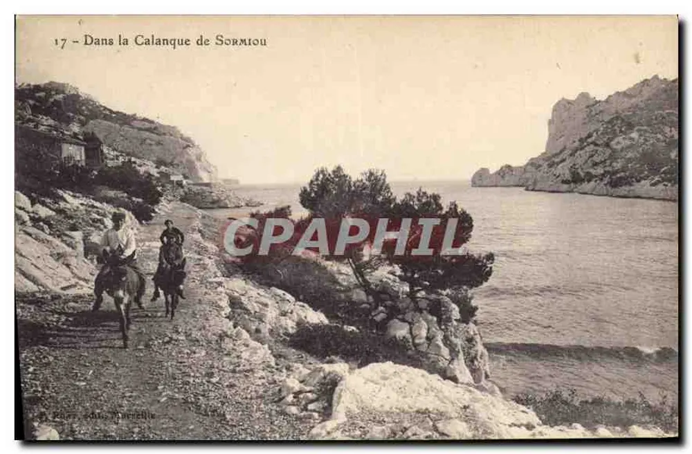 Calanque de Sormiou — vista com cavaleiros — editor: R. Gouin, Marselha - Frente