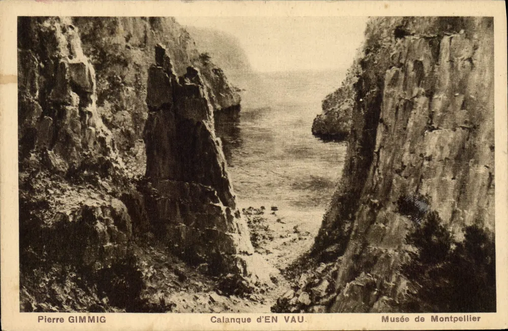 Calanque de EN VAU — vista panorâmica entre falésias — Pierre GIMMIG, Museu de Montpellier - Frente