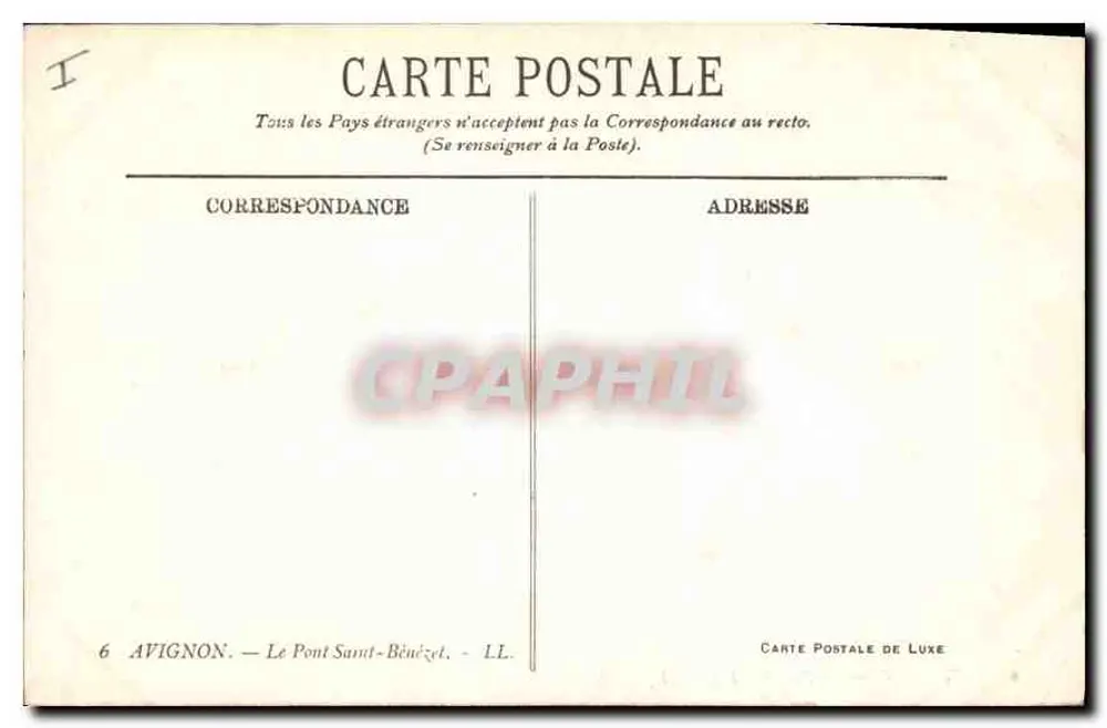 Avignon — O Ponte São Bénézet — LL, n°6 - Verso