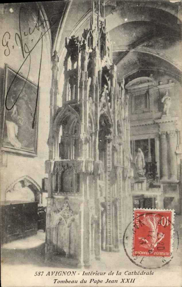 Avignon - Innenansicht der Kathedrale - Grabmal des Papstes Johannes XXII. - Vorderseite