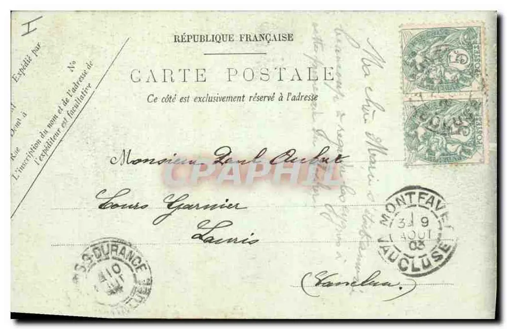 Avignon — As Fontes do Palácio — H. Bert, 'Aux Voyageurs' — LL - Verso
