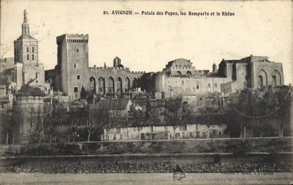 Avignon — Palast der Päpste, die Mauern und der Rhône — Edition F. Beau, in Avignon, Nr. 91 - Vorderseite