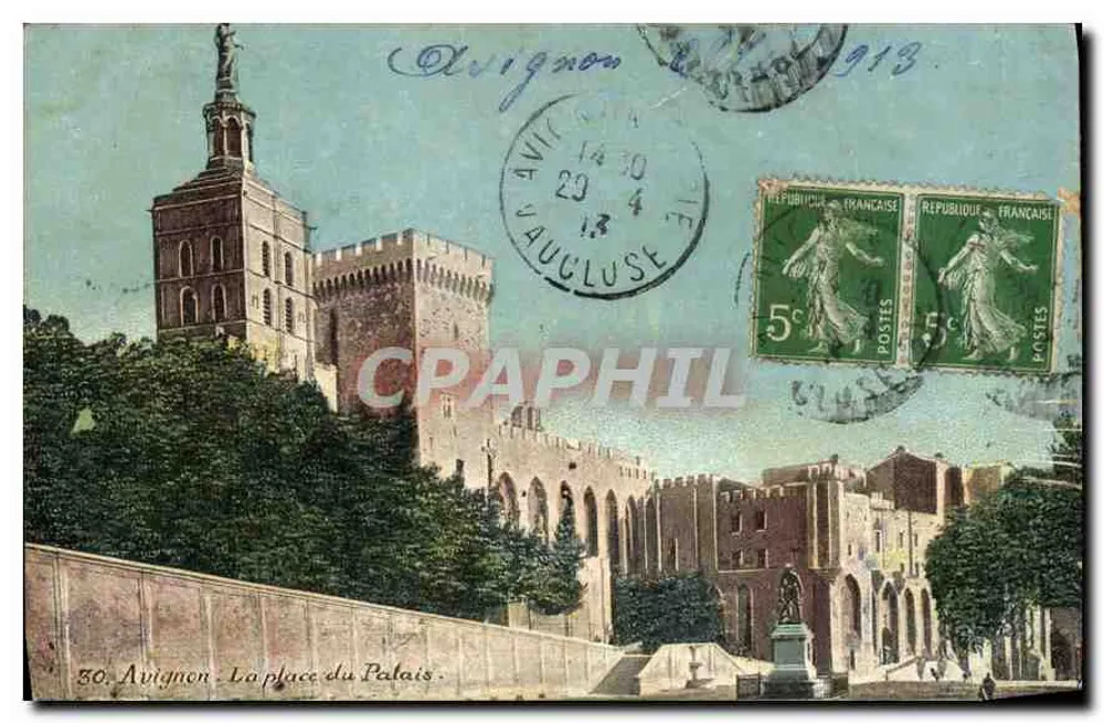 Avignon — A praça do Palácio — editor não visível, número de série 30 - Frente