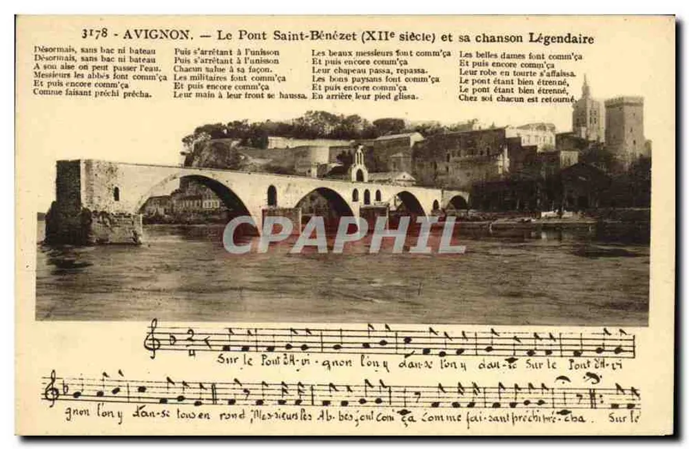 Avignon — Der Pont Saint-Bénézet (12. Jahrhundert) und seine legendäre Ballade — französische Reproduktion von Manzat - Vorderseite