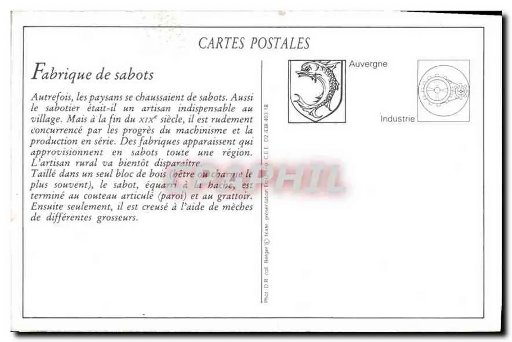 Interior de uma Fábrica de Sapatos — Auvergne — Tipos de Auvergne n°54 - Verso