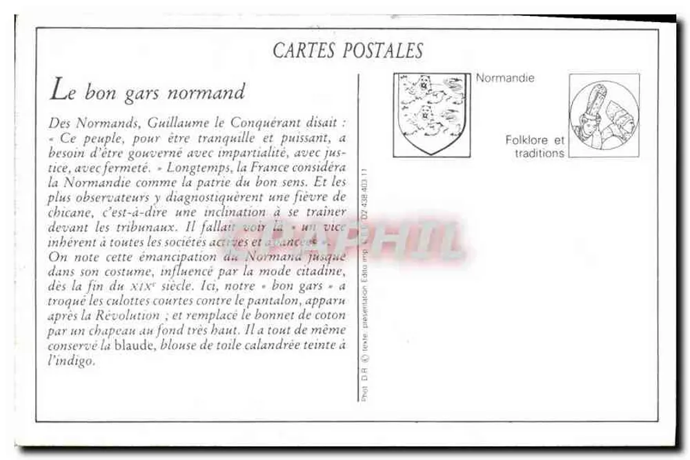 Der normannische Bon Garç — Normandie — Vintage Postcard/Antike Ansichtskarte — n° 112 - Rückseite