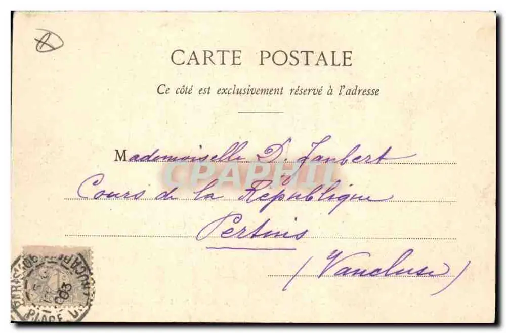 Paris - Igreja da Madeleine — vista com fonte e árvores — editor L.C. n°159 - Verso