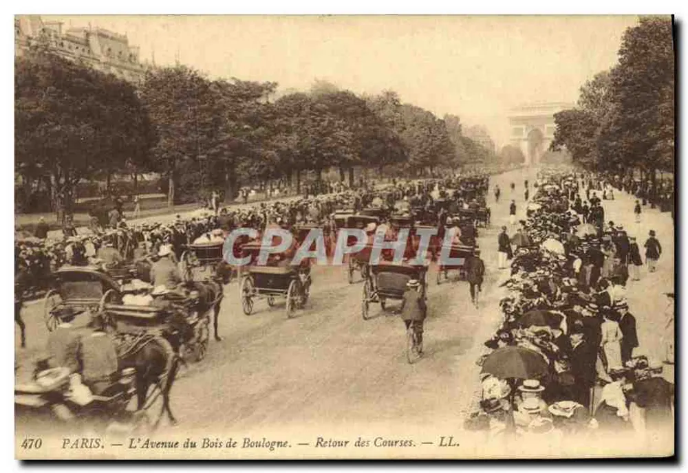 Paris — Die Avenue des Bois de Boulogne — Rückkehr von den Rennen — LL. — N° 470 - Vorderseite